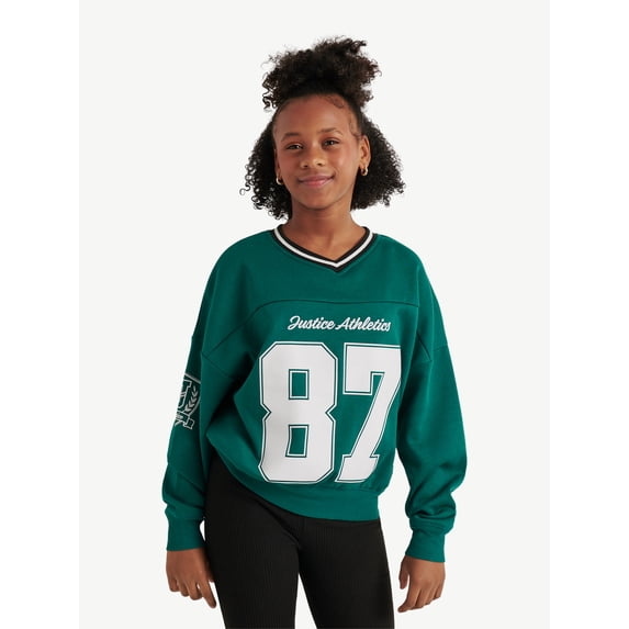 Justice Girls Varsity V-neck Sweatshirt, Sizes XS - XLP