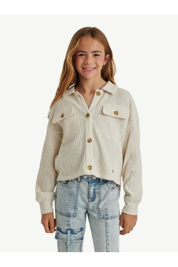 Girls Waffle Shacket, Sizes XS - XLP