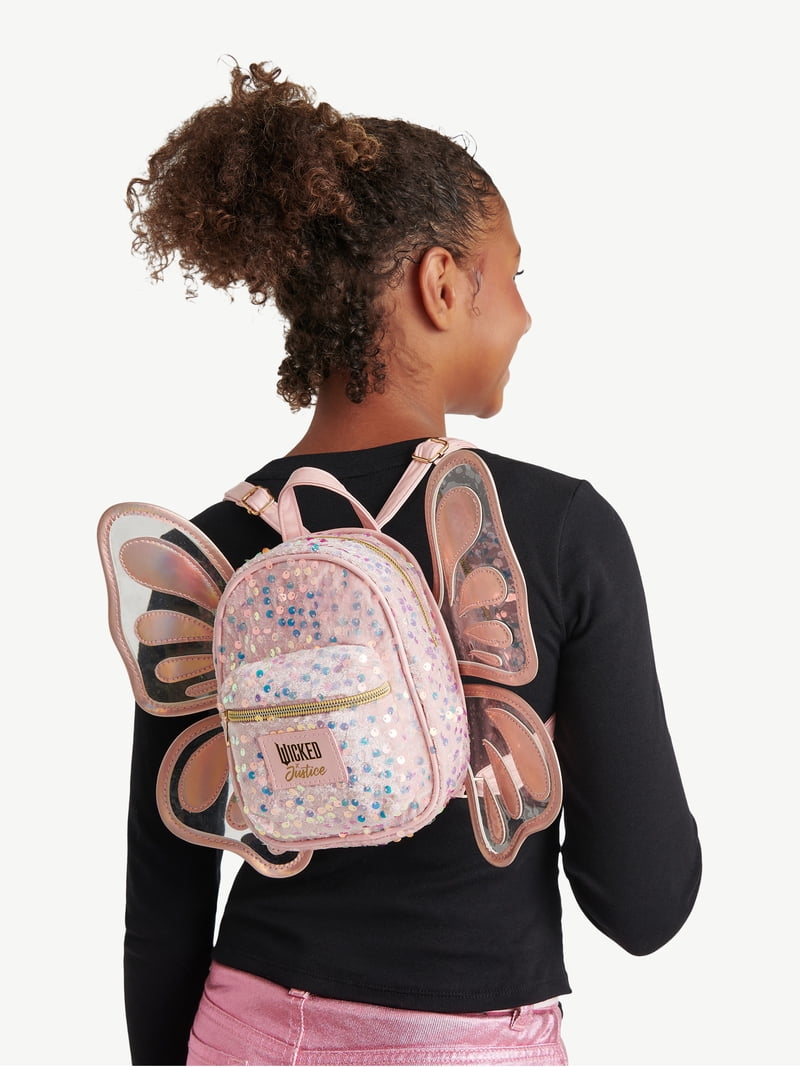 justice girls mini butterfly wing backpack Holographic Wings Unicorn BUTTERFLY KINGDOM This is a perfect bag for any fan of the Disney Fairies Grunge Green Butterfly Slouch Mini