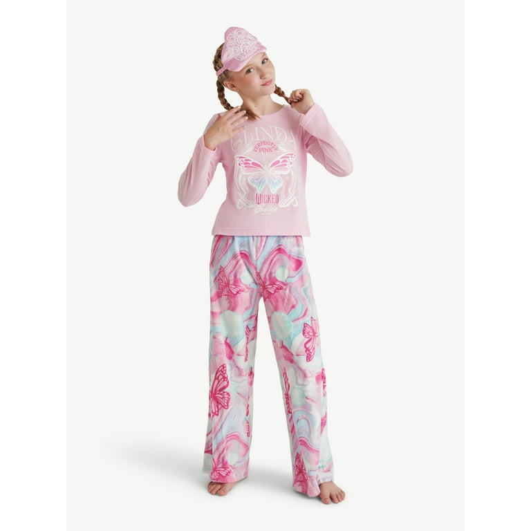 Justice Girls Wicked Long Sleeve Top and Pant Pajama Set with Eyemask 3 piece Sizes 5 18 Walmart