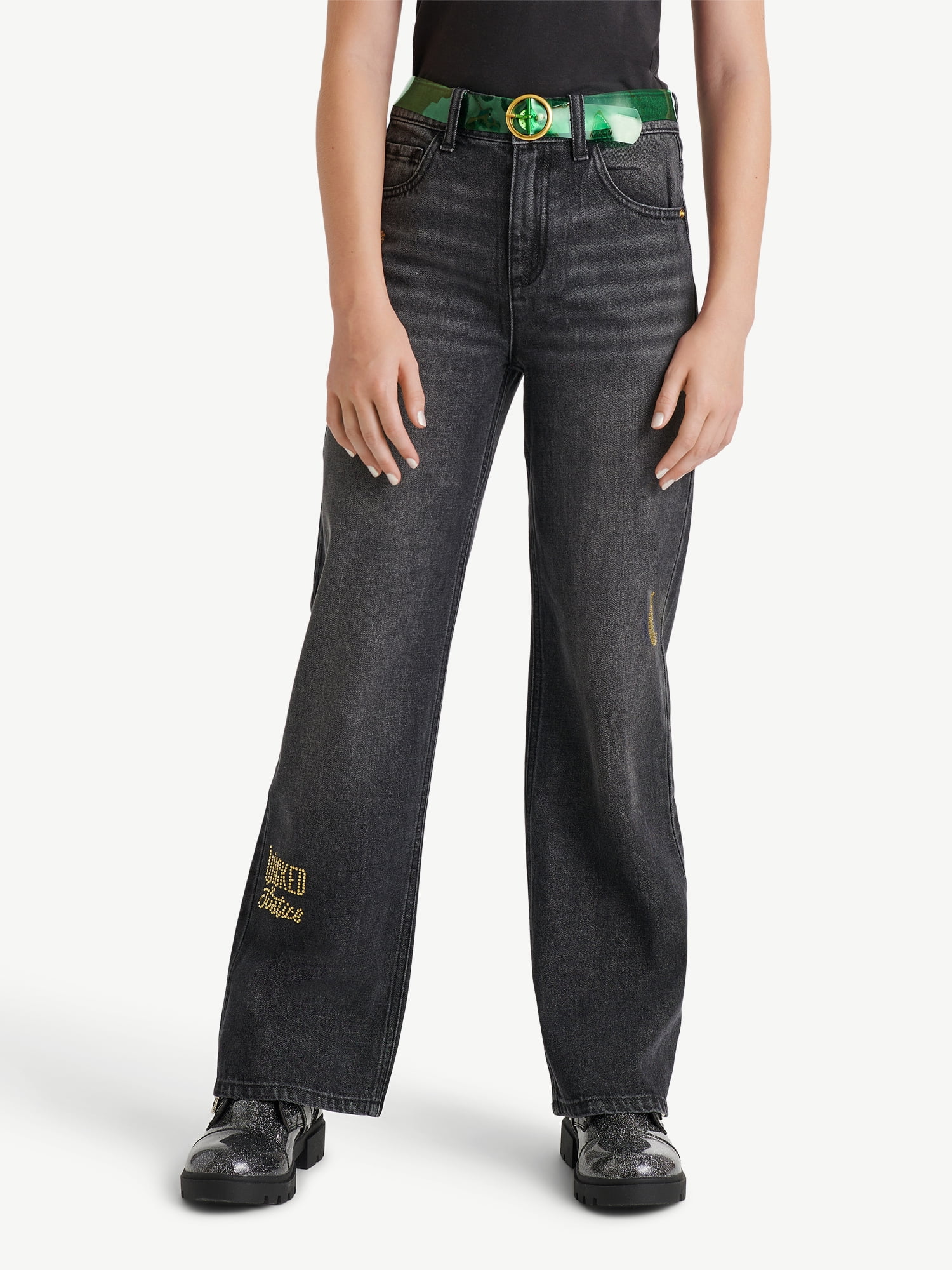 Justice Girls Wicked Relaxed Flare Jean With Belt, Sizes 6 Justice Girls Wicked Relaxed Flare Jean With Belt, Sizes 6