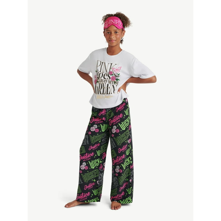 Justice Girls Wicked Short Sleeve Top and Pant Pajama Set with Eyemask 3 piece Sizes 5 18 Walmart