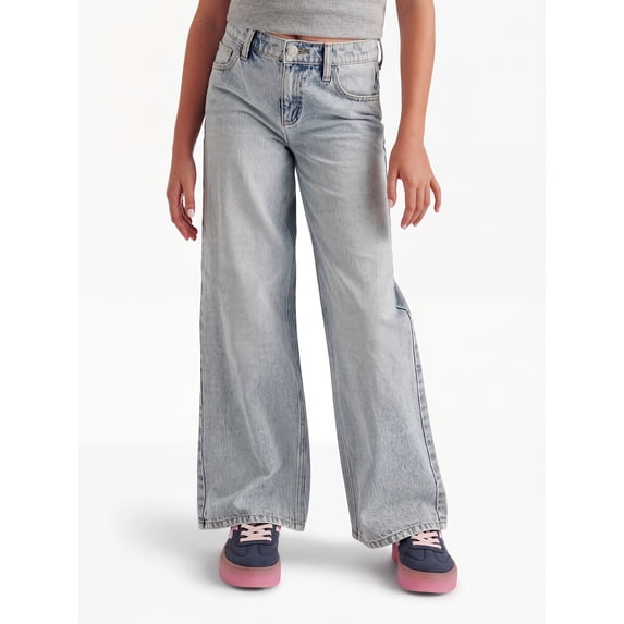 Justice Girls Wide Leg w/ Rhinestones at Waist Jeans, Sizes 6-18, Slim & Plus