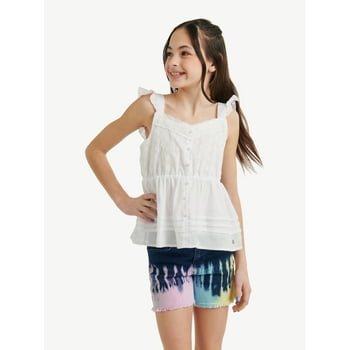 Justice Girls Woven Mix Tank Top, Sizes XS-XLP
