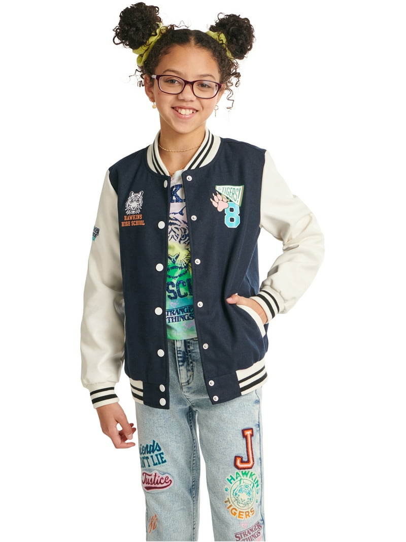 x-girl Stranger Things ジャケット Justice Girls x Stranger Things Varsity Jacket, Sizes XS-XLP