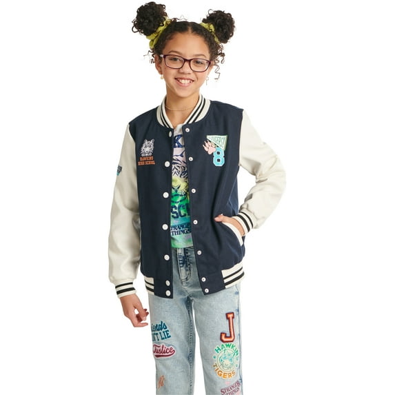 Justice Girls x Stranger Things Varsity Jacket, Sizes XS-XLP