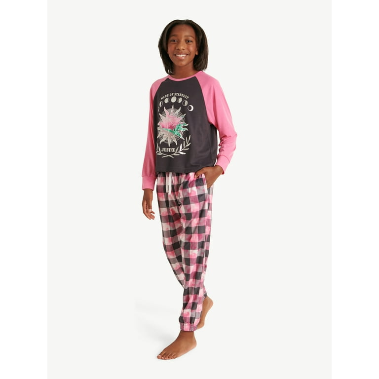 Justice Girls Pink Plaid Burgundy Pajama Pants Size:6 NEW/NWT