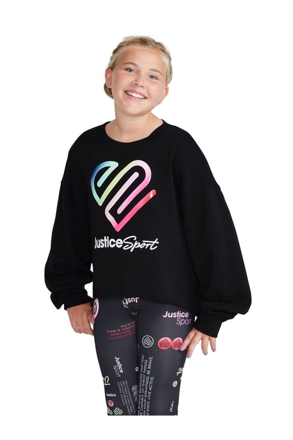 J-SPORT Girls Active Long Sleeve Crewneck Sweatshirt and Leggings, Sizes 5-18