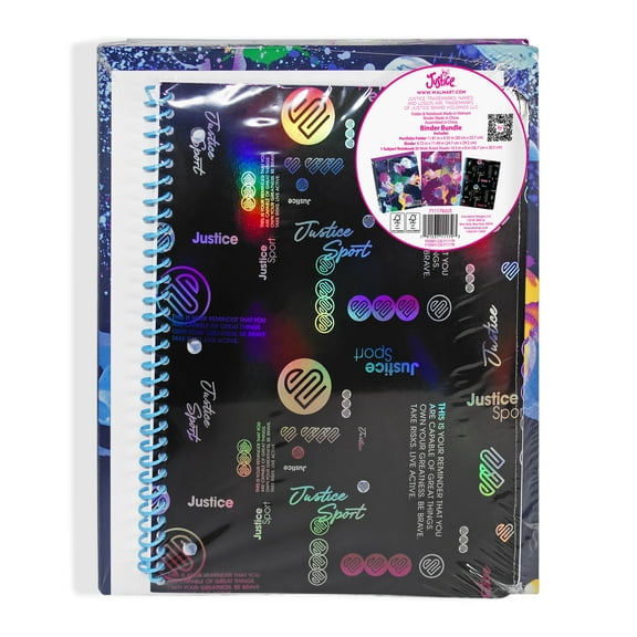 Justice J Sport Binder Bundle, 1" Binder, Notebook, Paper Pocket Folder