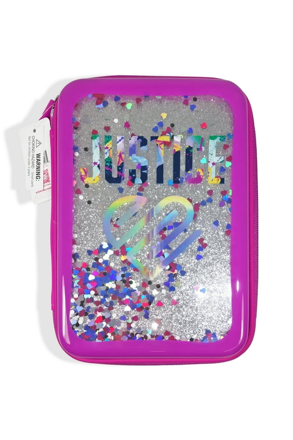J Sport Pencil Case with Silver Glitter and Confetti Accents