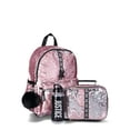 Justice Girls' Sequined 4Piece Backpack Set with Lunch Bag, Rose Gold