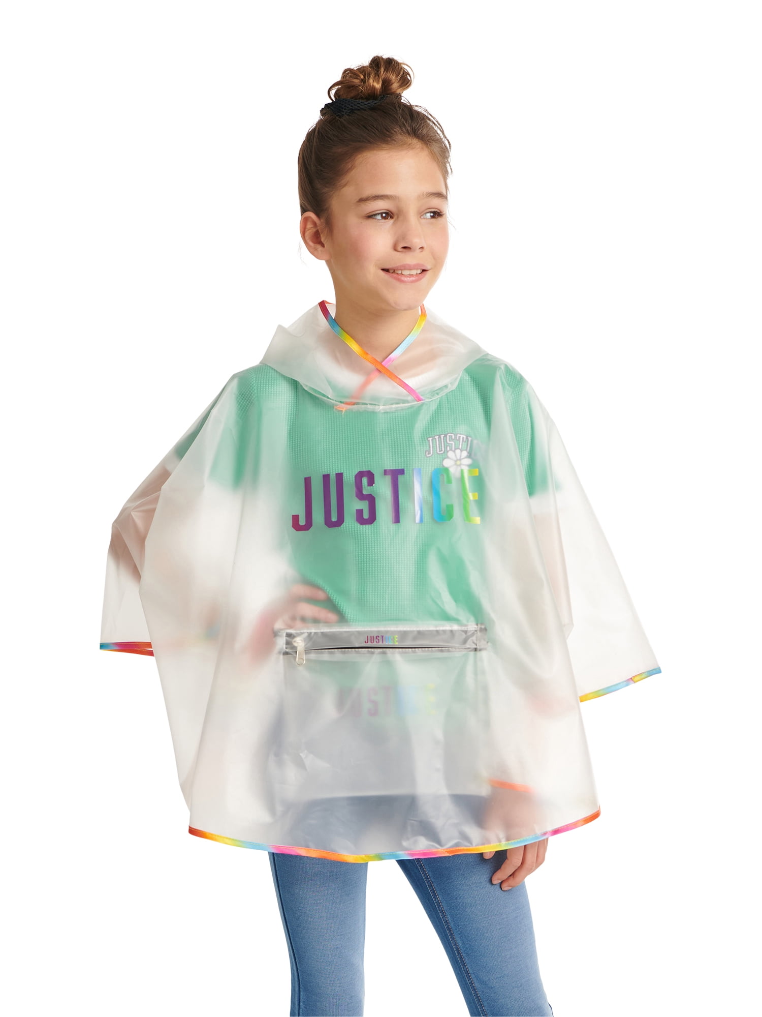 Justice Kids Girls Child Packable Rain Poncho