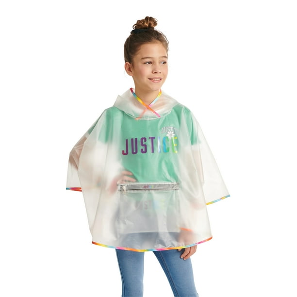 Justice Kids Girls Child Packable Rain Poncho