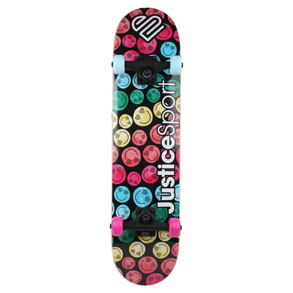 Justice Kids Smiley Beginner Standard Skateboard, 31" x 7.5"