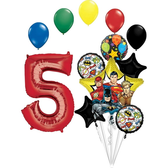 Justice League 5th Birthday Party Supplies Balloon Bouquet Decorations