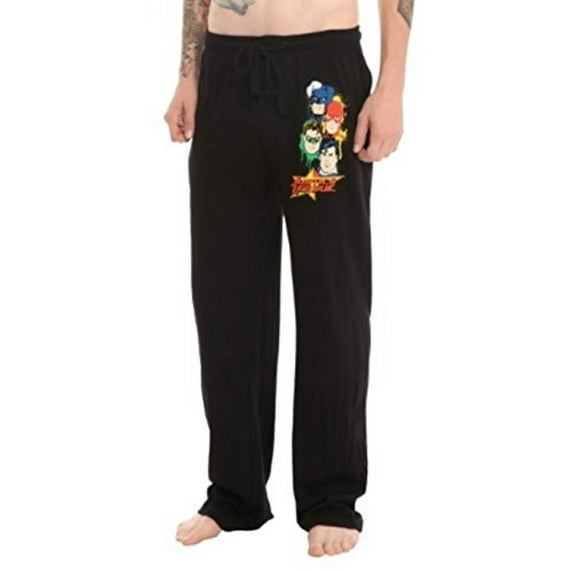 Justice League Adult Men Black Pajama PJ Lounge Pants Batman, The Flash, Superman, Green Lantern (Size Small)