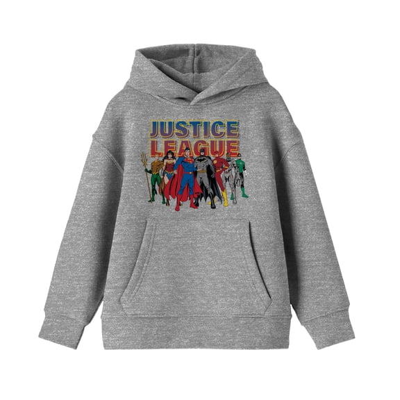 Justice League Athletic Heather Gray Youth Hoodie-XL