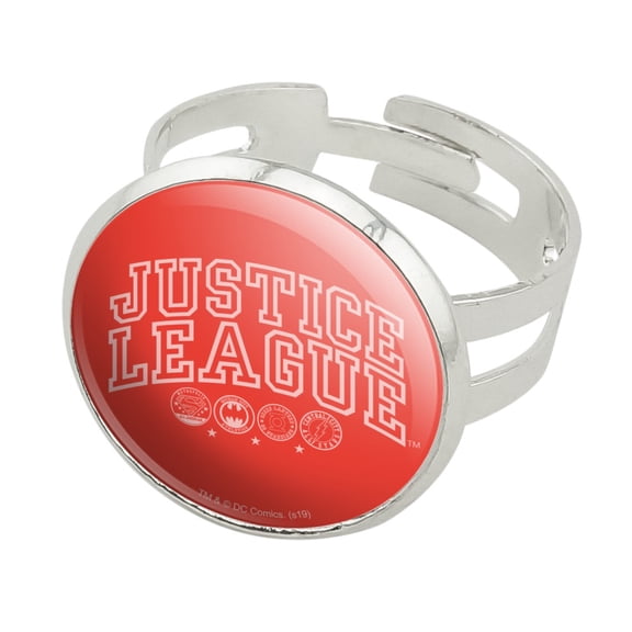 Justice League Athletic Logo Silver Plated Adjustable Novelty Ring