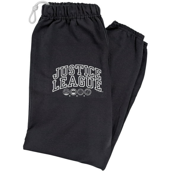 Justice League Athletic Logo Unisex Jogger Sweatpants for Men and Women, Black, Large