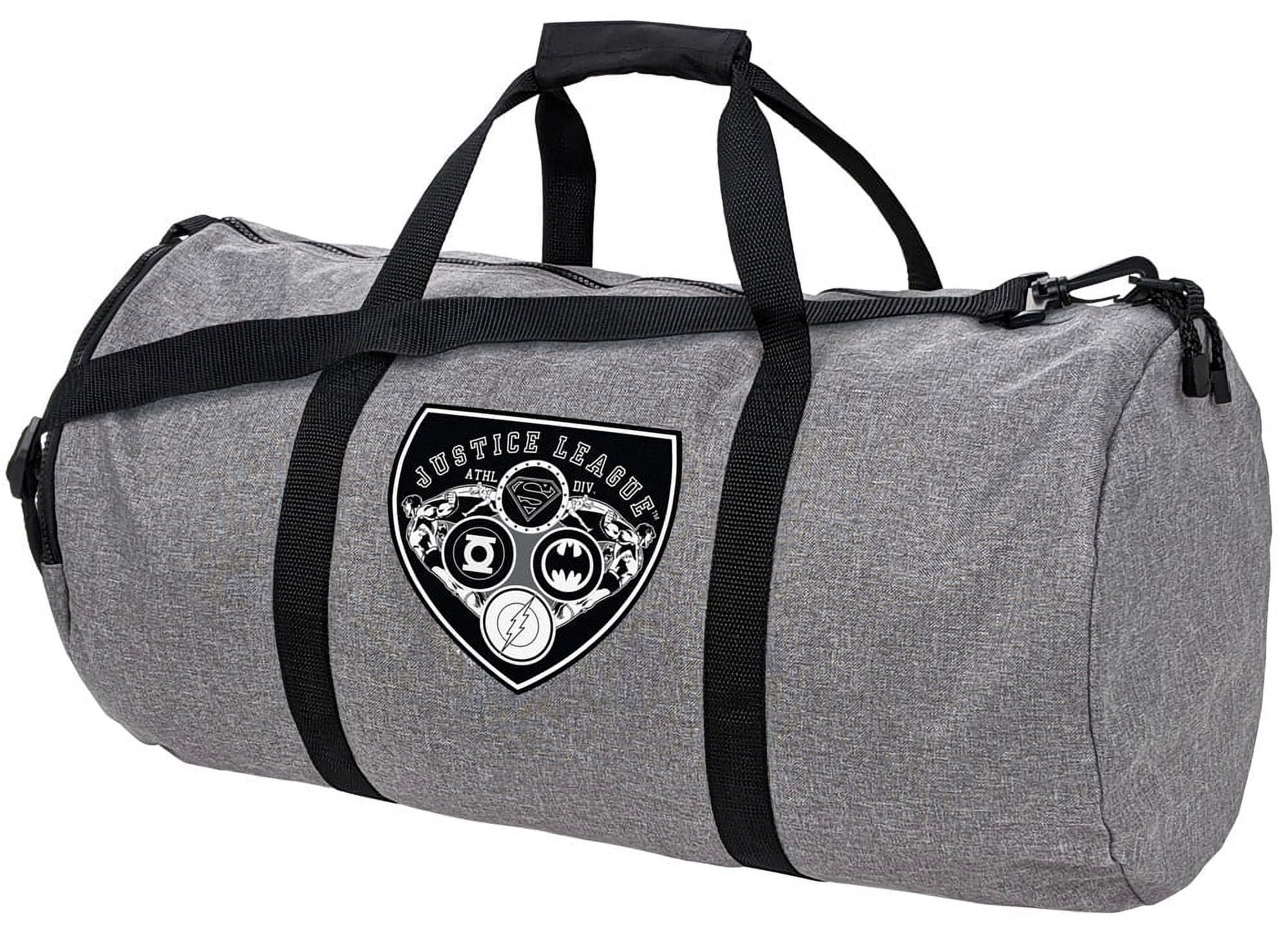 Justice League Athletic Shield Logo Lightweight Duffel Bag for Sports and Gym Packable for Travel