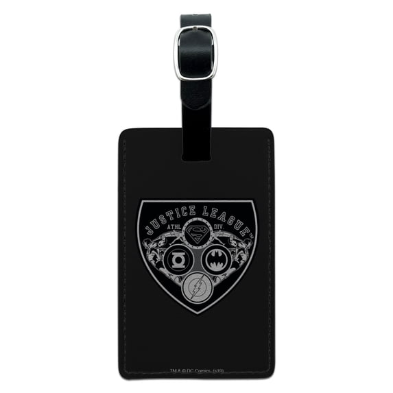 Justice League Athletic Shield Logo Rectangle Leather Luggage Card Suitcase Carry-On ID Tag