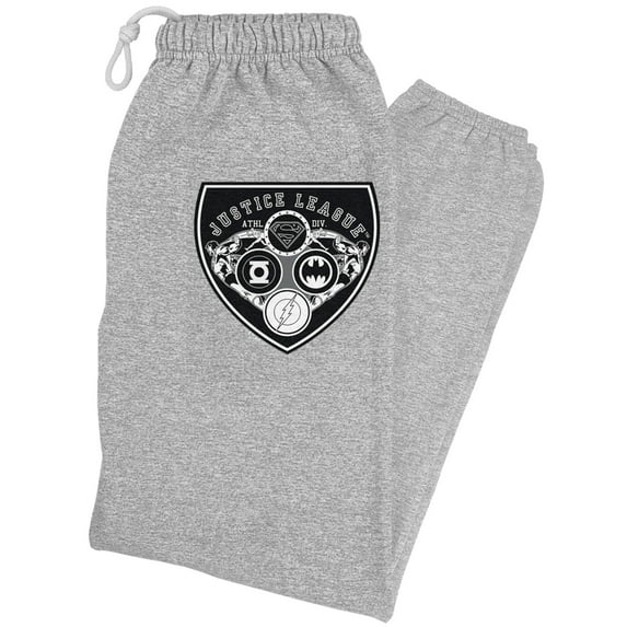 Justice League Athletic Shield Logo Unisex Jogger Sweatpants for Men and Women, Athletic Heather, X-Large