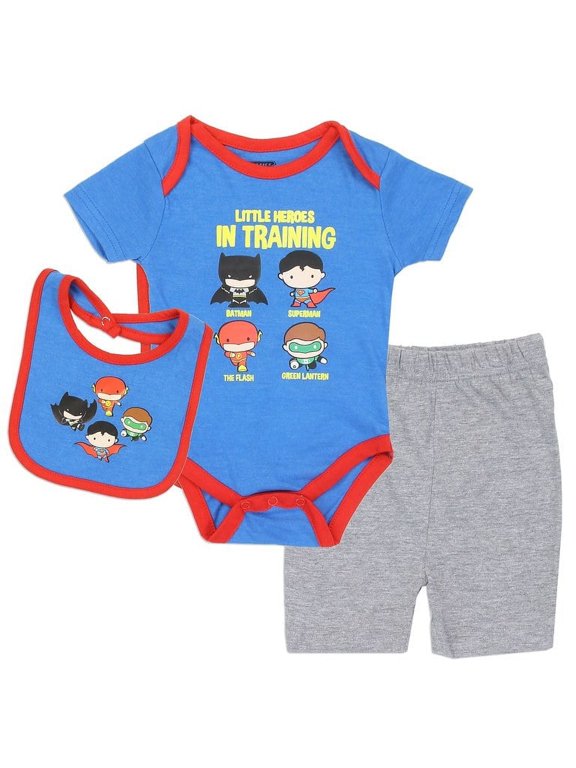 Justice League Baby Boys' Little Heroes in Training Creeper Set