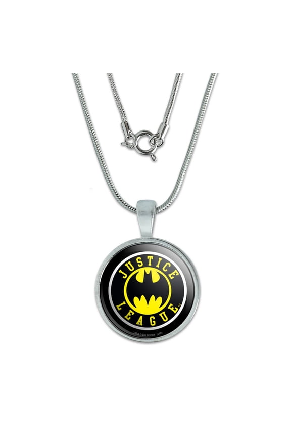 Justice League Batman Athletic Logo 0.75" Pendant with Sterling Silver Plated Chain