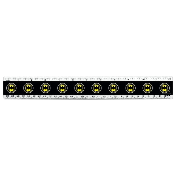 Justice League Batman Athletic Logo 12 Inch Standard and Metric Plastic Ruler