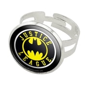 Justice League Batman Athletic Logo Silver Plated Adjustable Novelty Ring
