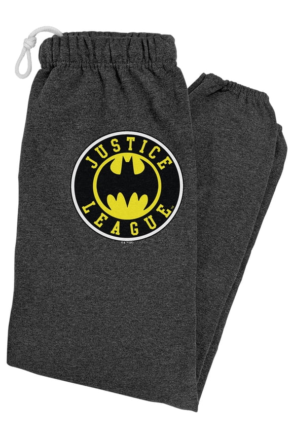 Justice League Batman Athletic Logo Unisex Jogger Sweatpants for Men and Women, Charcoal Heather, X-Large