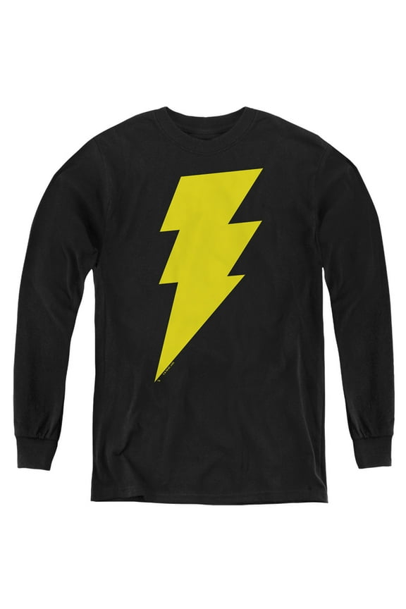 Justice League Black Adam Bolt Kids Long Sleeve T Shirt (Small) for Youth Boys and Girls, Black