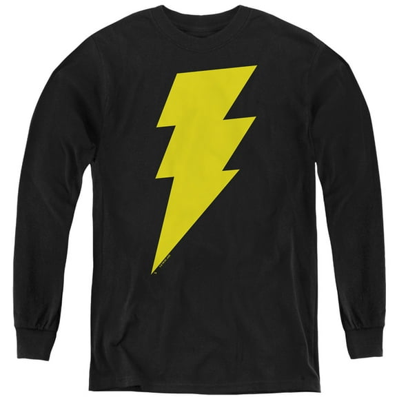 Justice League Black Adam Bolt Kids Long Sleeve T Shirt (X-Large) for Youth Boys and Girls, Black