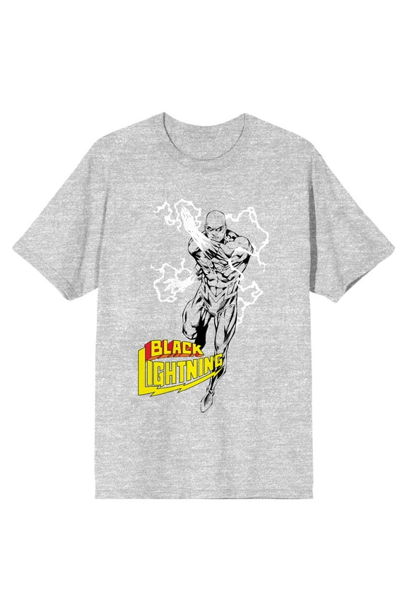 Justice League Black Lightning Sketch Men's Athletic Heather T-shirt