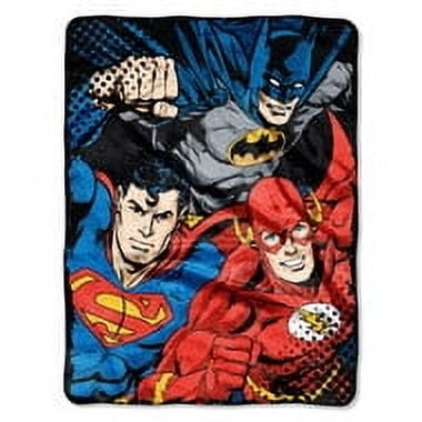 Northwest DC - Justice League Micro Raschel Throw Blanket, 46" x 60", League Trio