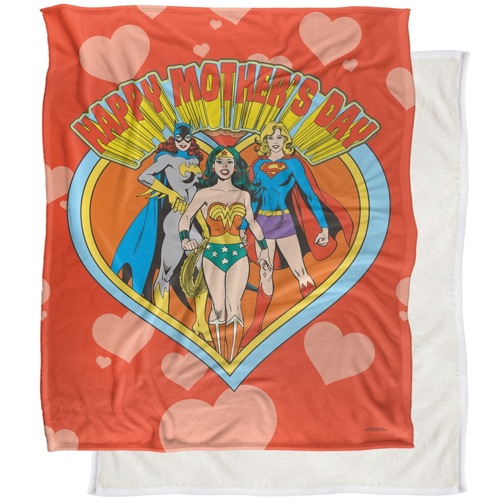 Justice League Blanket, 50"x60" Batgirl, Wonder Woman, Supergirl Mother's Day Silky Touch Sherpa Back Super Soft Throw Blanket