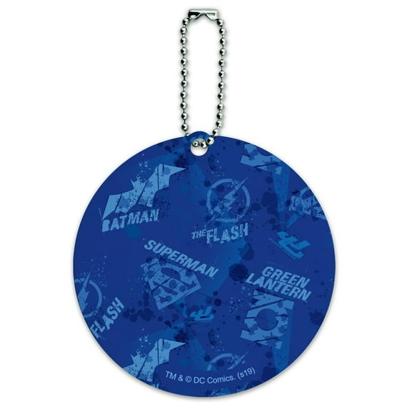 Justice League Blue Pattern Round Luggage ID Tag Card Suitcase Carry-On