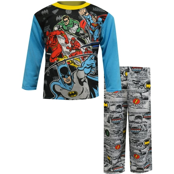 Justice League Boys' 2-Piece Microfleece Pajamas - blue, 4 - 5 (Little Boys)