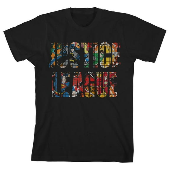 Justice League Boys Boy's Black Tee-M