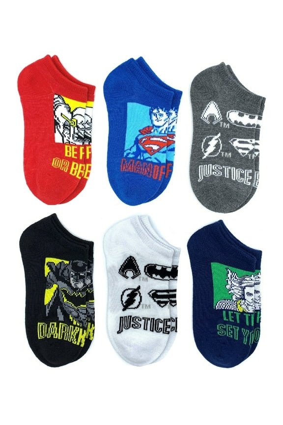 Boys No Show Graphic Socks, 6-Pack, Sizes S-L