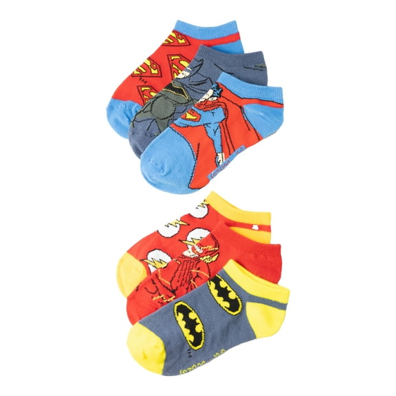 Justice League Boys Socks, 6-Pack, No Show Style, Sizes S-L
