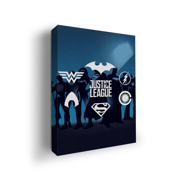 Justice League Canvas Wall Art by Mavis Print- 12x16 inches DC Comics Wall Decor | HD Printed & Wooden framed wall art | UV & Water Resistant Modern Wall Decor for Gift | Kids room Décor