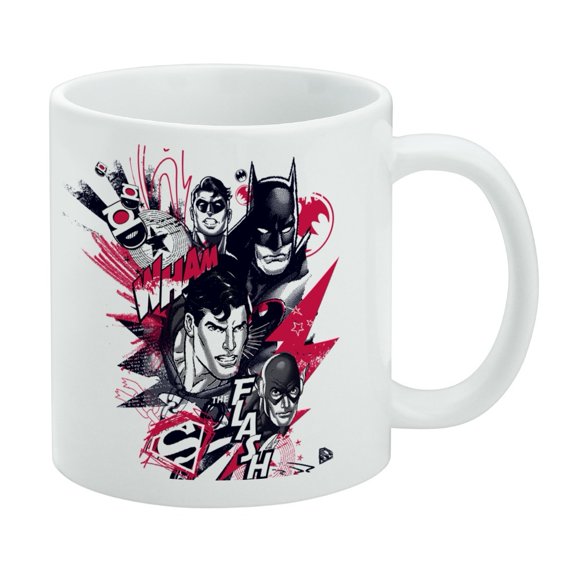 Justice League Character Heads White Mug