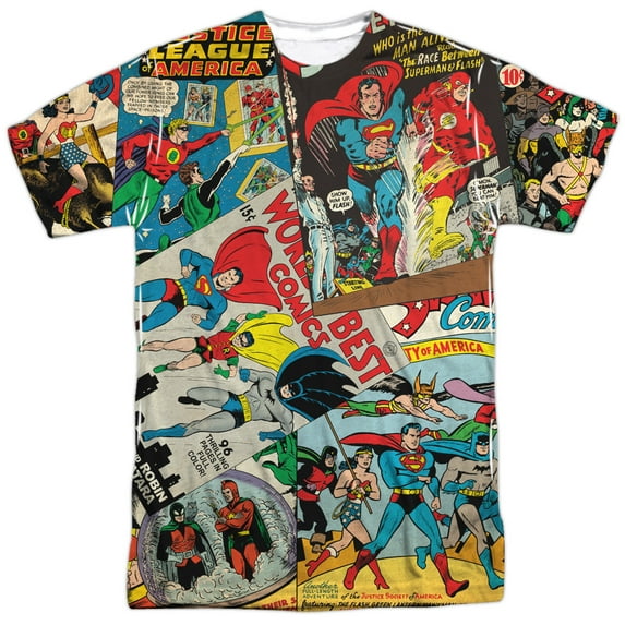 Justice League Classic Collage (Front Back Print) Mens Sublimation Polyester Shirt
