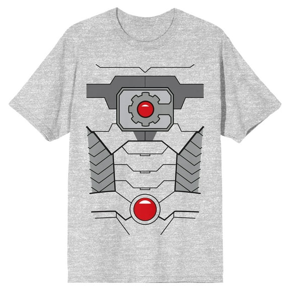 Justice League Cyborg Body Outline Art Men's Athletic Heather T-shirt-Medium