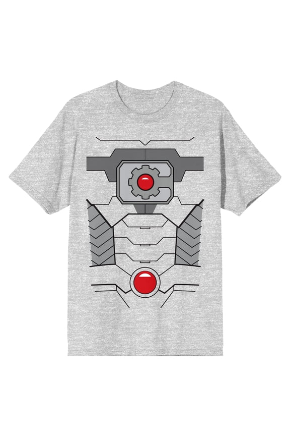 Justice League Cyborg Body Outline Art Men's Athletic Heather T-shirt-Medium