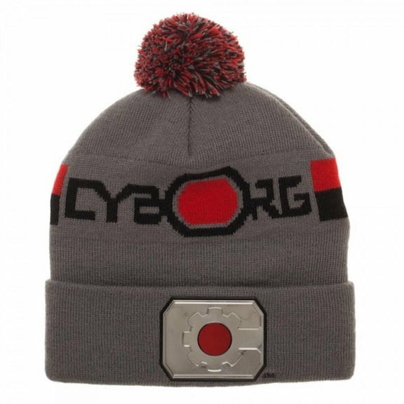 Justice League Cyborg Cuff Pom Beanie Adult Size