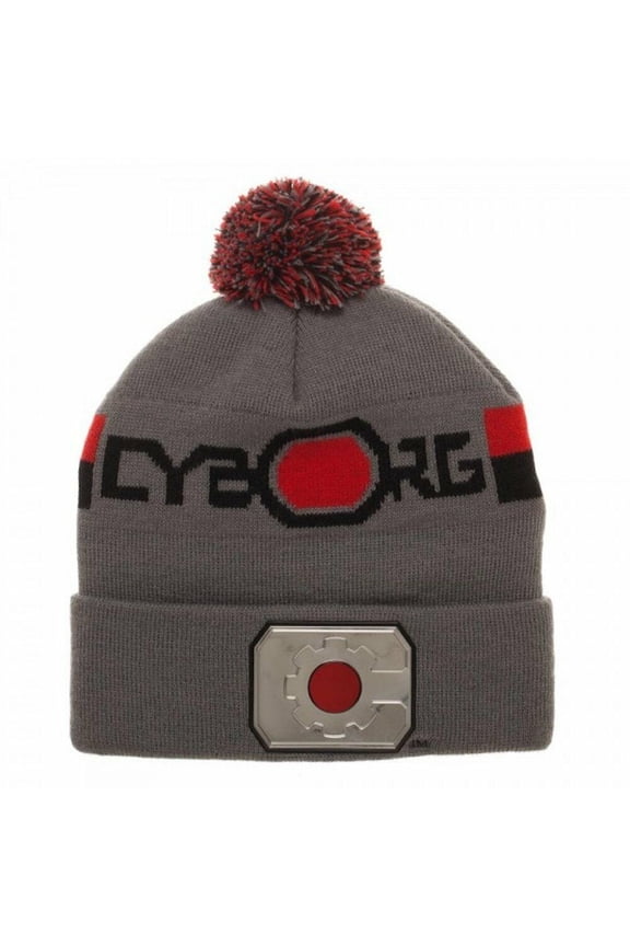 Justice League Cyborg Cuff Pom Beanie Adult Size
