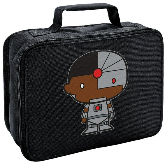 Justice League Cyborg Cute Chibi Character Insulated Soft Sided Lunch Box - Reusable Lunch Bag For School Office Work, BPA Free