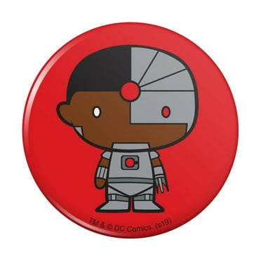 Justice League Cyborg Cute Chibi Character Pinback Button Pin